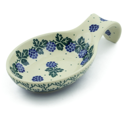 Polish Pottery Spoon Rest 7&quot; Blackberry Vines