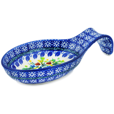 Polish Pottery Spoon Rest 7&quot; Blooming Daisies UNIKAT