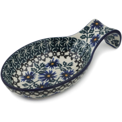 Polish Pottery Spoon Rest 7&quot; Blue Chicory
