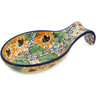 Polish Pottery Spoon Rest 7&quot; Country Sunflower UNIKAT