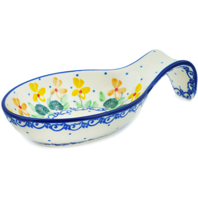 Polish Pottery Spoon Rest 7&quot; Daffodil Melody
