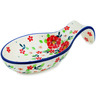 Polish Pottery Spoon Rest 7&quot; Festive Misteltoe UNIKAT