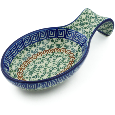 Polish Pottery Spoon Rest 7&quot; Grecian Sea