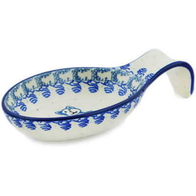 Polish Pottery Spoon Rest 7" Kitten Play