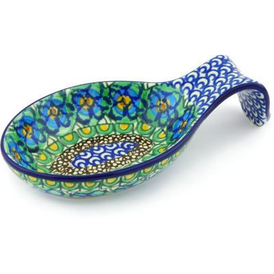 Polish Pottery Spoon Rest 7&quot; Mardi Gras UNIKAT