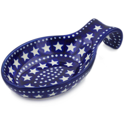 Polish Pottery Spoon Rest 7&quot; Midnight Stars