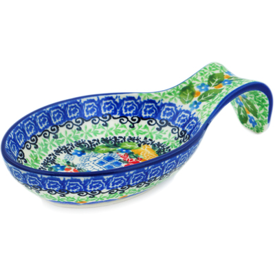 Polish Pottery Spoon Rest 7&quot; My Garden Window UNIKAT