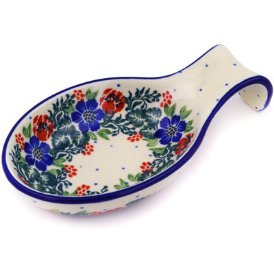 Polish Pottery Spoon Rest 7&quot; Polish Wreath