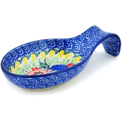 Polish Pottery Spoon Rest 7" Splendid Meadow UNIKAT