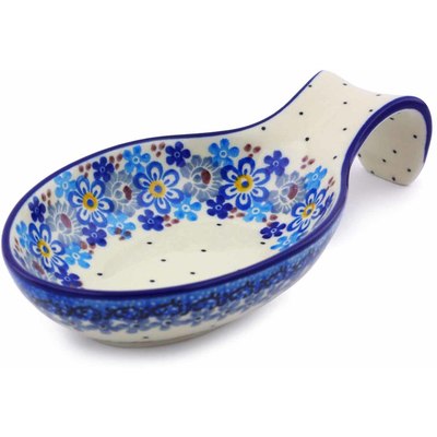 Polish Pottery Spoon Rest 7&quot; Spring Garden