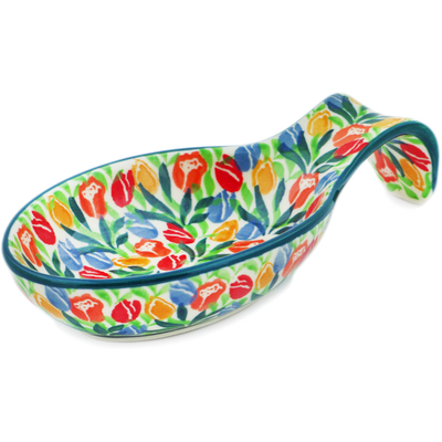 Polish Pottery Spoon Rest 7&quot; Tulip Cascade UNIKAT