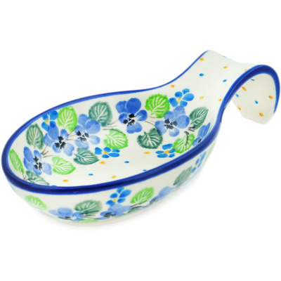 Polish Pottery Spoon Rest 7&quot; Waterfall Blooms