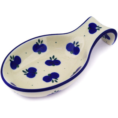 Polish Pottery Spoon Rest 7&quot; Wild Blueberry