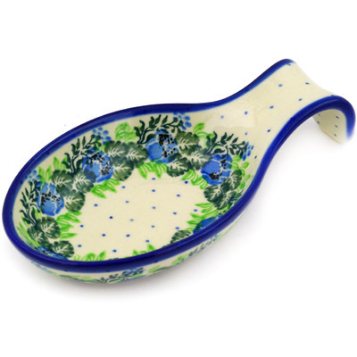 Polish Pottery Spoon Rest 7&quot; Wildflower Wreath