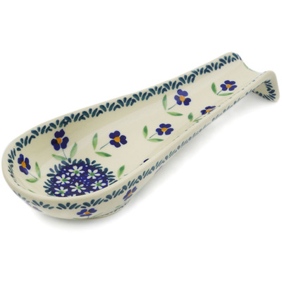 Polish Pottery Spoon Rest 9&quot; Mariposa Lily
