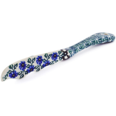 Polish Pottery Spreading Knife 7&quot; Blue Chicory