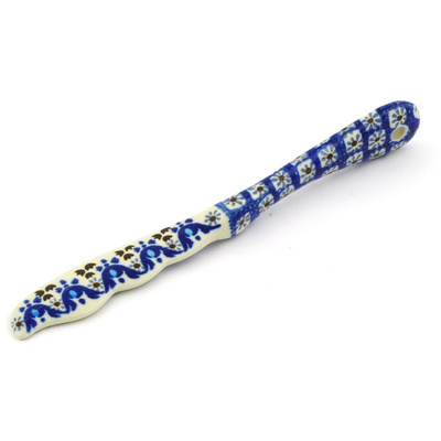 Polish Pottery Spreading Knife 7&quot; Blue Ice