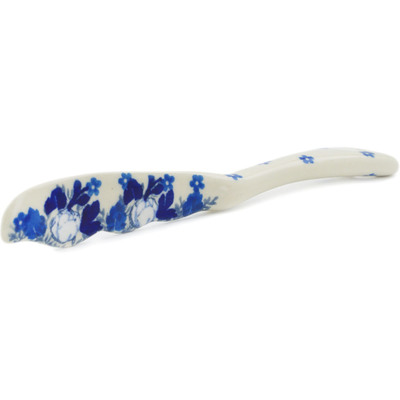 Polish Pottery Spreading Knife 7&quot; Blue Spring