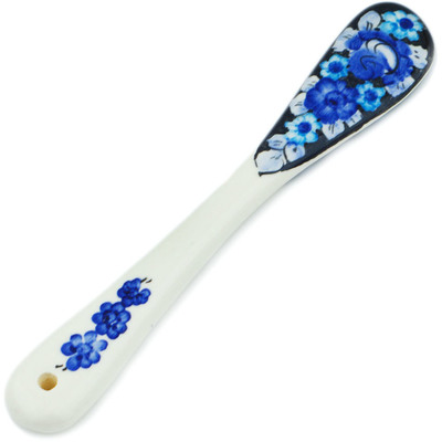 faience Spreading Knife 7&quot; Cobalt Flowers