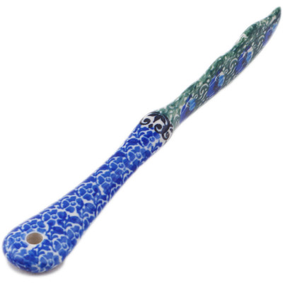 Polish Pottery Spreading Knife 7&quot; Emerald Tulips