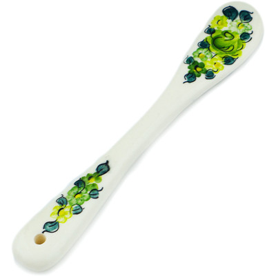 faience Spreading Knife 7&quot; Green Wave
