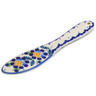 Polish Pottery Spreading Knife 7&quot; Orange And Blue Flower
