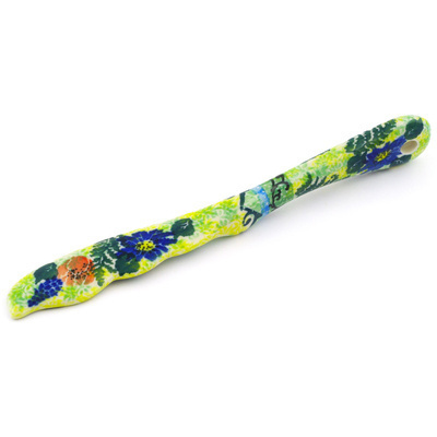 Polish Pottery Spreading Knife 7&quot; Peach Rose Meadow UNIKAT