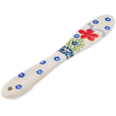 Polish Pottery Spreading Knife 7&quot; Red Blossom