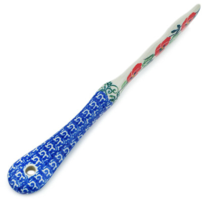 Polish Pottery Spreading Knife 7&quot; Red Pansy