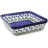 Polish Pottery Square Baker 10" Bleeding Heart Peacock