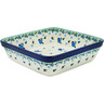 Polish Pottery Square Baker 10&quot; Blue Bird Babies