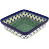 Polish Pottery Square Baker 10&quot; Blue Daisies