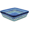 Polish Pottery Square Baker 10&quot; Blue Ice