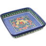 Polish Pottery Square Baker 10&quot; Cabin Meadow UNIKAT