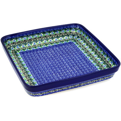 Polish Pottery Square Baker 10&quot; Fleur De Leigh