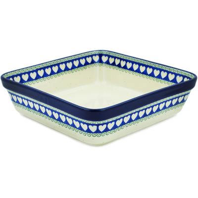 Polish Pottery Square Baker 10&quot; Light Hearted