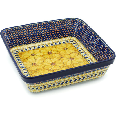 Polish Pottery Square Baker 10&quot; Marigold Dreams UNIKAT