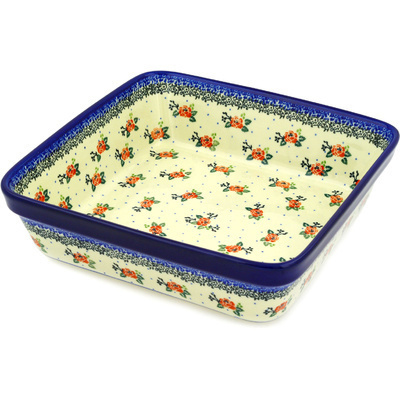 Polish Pottery Square Baker 10&quot; Pasadena Delight