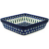 Polish Pottery Square Baker 10" Peacock Leaves