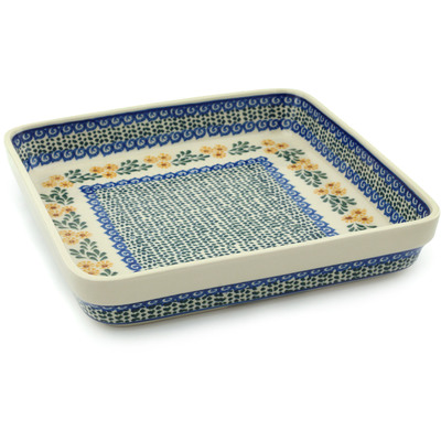 Polish Pottery Square Baker 10&quot; Summer Day