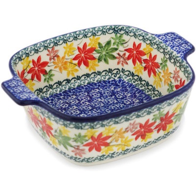 Polish Pottery Square Baker with Handles 0" Fall Vibes