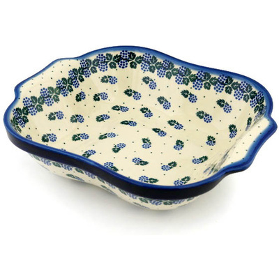 Polish Pottery Square Baker with Handles 11&quot; Blackberry Delight