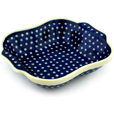 Polish Pottery Square Baker with Handles 11" Blue Eyes