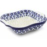 Polish Pottery Square Baker with Handles 11&quot; Blue Zinnia