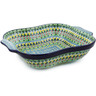 Polish Pottery Square Baker with Handles 11&quot; Christmas Forest UNIKAT