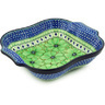 Polish Pottery Square Baker with Handles 11&quot; Green Pansies UNIKAT