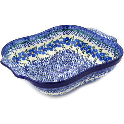 Polish Pottery Square Baker with Handles 11&quot; Morning Glory