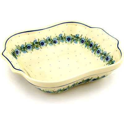 Polish Pottery Square Baker with Handles 11&quot; Polish Wreath