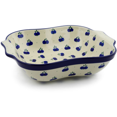 Polish Pottery Square Baker with Handles 11&quot; Wild Blueberry