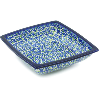 Polish Pottery Square Bowl 10&quot; Fields Of Glory